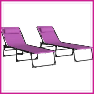 Folding Chaise Lounge Chair Set