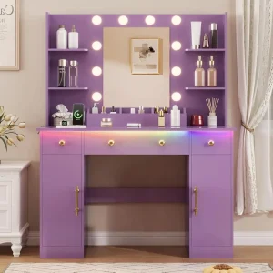 Illuminated Vanity Desk with Mirror
