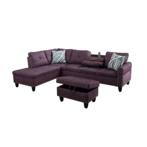 Linen Sofa with Ottoman